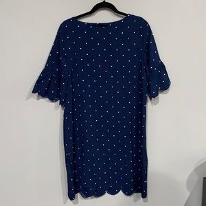 Navy Polka Dot Scallop Dress
